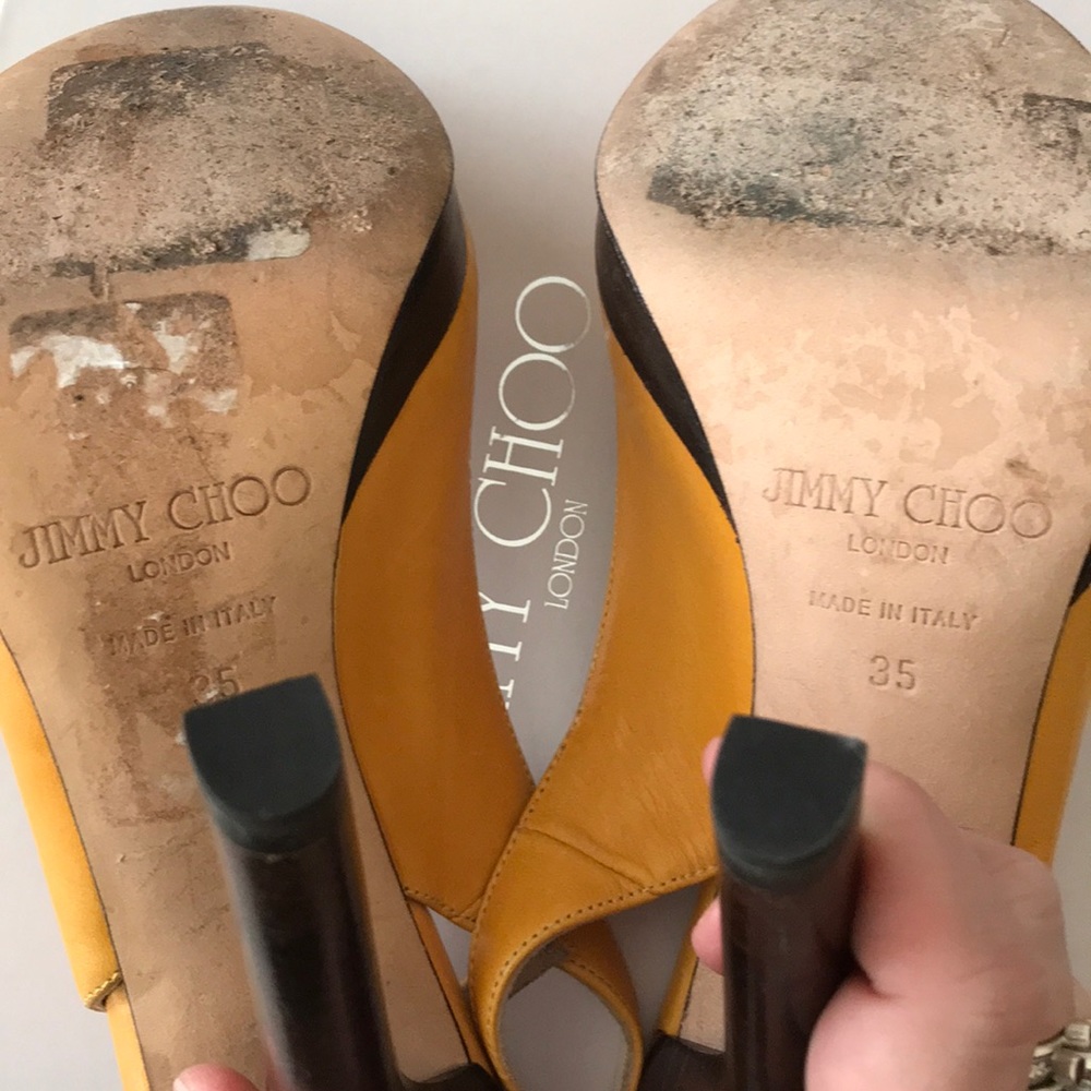 2X HP NIB Jimmy Choo Premier Peep Toe Vaccetta 35 - Picture 4 of 8